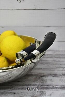 Handmade German Silver Bowl with Antler Handles