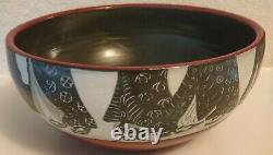 Handmade & Painted Decorative Bowl Ceramic by Sally Jaffee