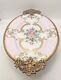 Handpainted Pink Floral PORC. LIMOGES 9 Oval Plate Legged with Handles. 16/019