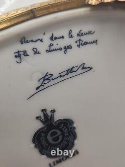 Handpainted Pink Floral PORC. LIMOGES 9 Oval Plate Legged with Handles. 16/019
