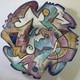 Harris-Cies abstract art pottery bowl 16 Signed/1997