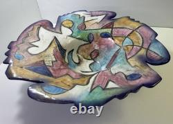 Harris-Cies abstract art pottery bowl 16 Signed/1997