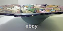 Harris-Cies abstract art pottery bowl 16 Signed/1997