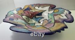 Harris-Cies abstract art pottery bowl 16 Signed/1997