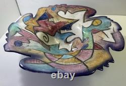 Harris-Cies abstract art pottery bowl 16 Signed/1997