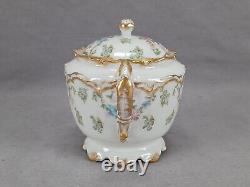 Haviland Limoges Schleiger 72 Pink Floral Blue & Double Gold Sugar Bowl