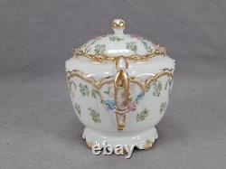 Haviland Limoges Schleiger 72 Pink Floral Blue & Double Gold Sugar Bowl