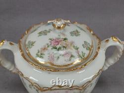 Haviland Limoges Schleiger 72 Pink Floral Blue & Double Gold Sugar Bowl