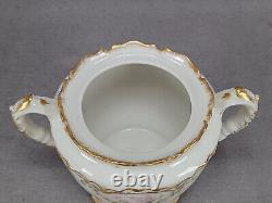 Haviland Limoges Schleiger 72 Pink Floral Blue & Double Gold Sugar Bowl