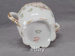 Haviland Limoges Schleiger 72 Pink Floral Blue & Double Gold Sugar Bowl