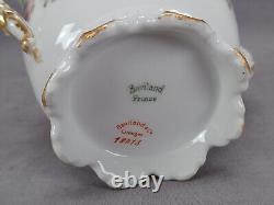 Haviland Limoges Schleiger 72 Pink Floral Blue & Double Gold Sugar Bowl
