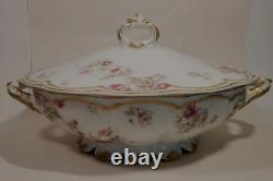 Haviland Schleiger 39E Covered Tureen Pink Blue Yellow Rose Double Gold