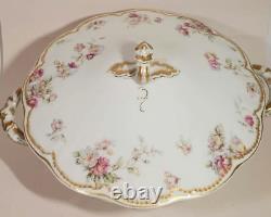 Haviland Schleiger 39E Covered Tureen Pink Blue Yellow Rose Double Gold