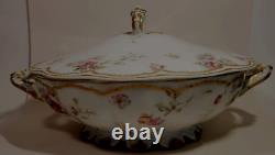 Haviland Schleiger 39E Covered Tureen Pink Blue Yellow Rose Double Gold