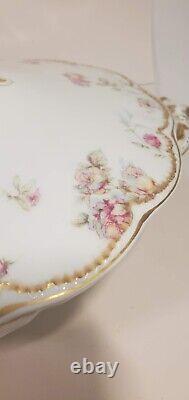 Haviland Schleiger 39E Covered Tureen Pink Blue Yellow Rose Double Gold