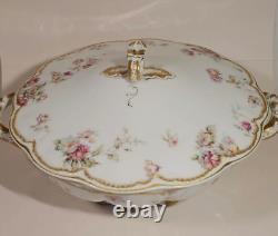 Haviland Schleiger 39E Covered Tureen Pink Blue Yellow Rose Double Gold