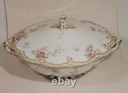 Haviland Schleiger 39E Covered Tureen Pink Blue Yellow Rose Double Gold