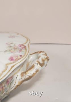 Haviland Schleiger 39E Covered Tureen Pink Blue Yellow Rose Double Gold