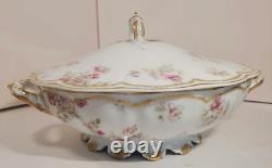 Haviland Schleiger 39E Covered Tureen Pink Blue Yellow Rose Double Gold