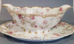 Haviland Schleiger 39E Covered Tureen Pink Blue Yellow Rose Double Gold