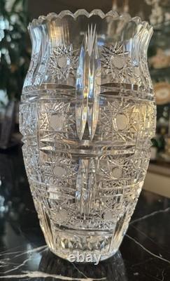 Hawkes American Brilliant cut glass C. 1800 Large Vase Genuine Crystal Hand Cut