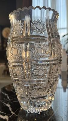 Hawkes American Brilliant cut glass C. 1800 Large Vase Genuine Crystal Hand Cut
