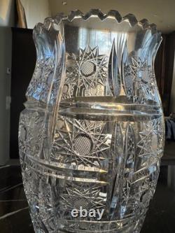 Hawkes American Brilliant cut glass C. 1800 Large Vase Genuine Crystal Hand Cut
