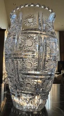 Hawkes American Brilliant cut glass C. 1800 Large Vase Genuine Crystal Hand Cut