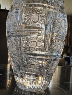 Hawkes American Brilliant cut glass C. 1800 Large Vase Genuine Crystal Hand Cut