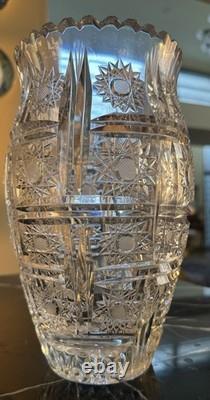 Hawkes American Brilliant cut glass C. 1800 Large Vase Genuine Crystal Hand Cut