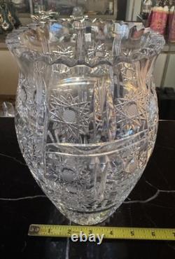 Hawkes American Brilliant cut glass C. 1800 Large Vase Genuine Crystal Hand Cut