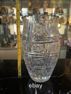 Hawkes American Brilliant cut glass C. 1800 Large Vase Genuine Crystal Hand Cut