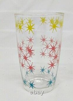 Hazel Atlas Atomic Starburst Juice Set Carafe W Ith Yellow LID & 6 Glasses