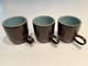Heath Ceramics 3 UNUSED VINTAGE Coffee Cups Teacups Coupe Brown & Aqua Blue