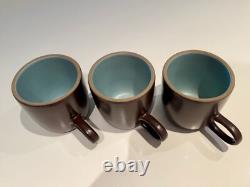 Heath Ceramics 3 UNUSED VINTAGE Coffee Cups Teacups Coupe Brown & Aqua Blue
