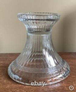 Heisey Banded Flute Glass Punch Bowl With Stand Pristine Condition