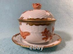 Herrend China Covered Jam Or Sauce Bowl #1377 Handpainted Hungary