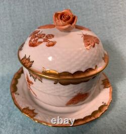 Herrend China Covered Jam Or Sauce Bowl #1377 Handpainted Hungary