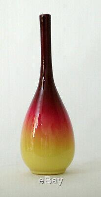 Hobbs Brockunier Co, Wheeling Stick Vase Cased Peachblow