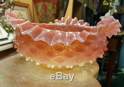 Hobnail Mount Washington Amberina Opalescent Art Glass Bowl for Brides Basket