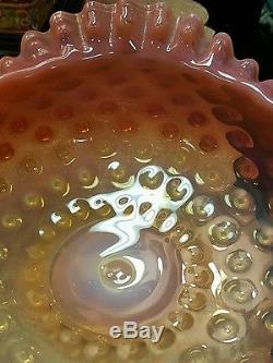 Hobnail Mount Washington Amberina Opalescent Art Glass Bowl for Brides Basket