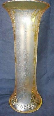Honesdale Yellow Cut To Clear Art Glass Vase By Dorflinger 14