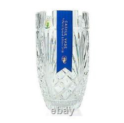 House of Waterford 10 Handmade Coin, Fan & Wedge Cut Crystal Castle Vase