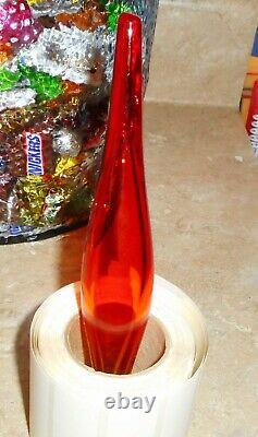 Htf #6212 Blenko Glass Blown Amberina, Tangerine Colored Stopper 4 A Decanter