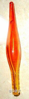 Htf #6212 Blenko Glass Blown Amberina, Tangerine Colored Stopper 4 A Decanter