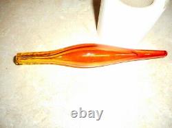 Htf #6212 Blenko Glass Blown Amberina, Tangerine Colored Stopper 4 A Decanter