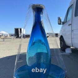 Huge Blenko Glass Turquoise Blue Chess Decanter Bottle 5929L Wayne Husted