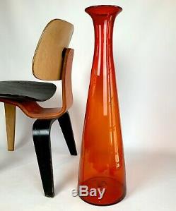 Huge Mid Century Vintage Blenko Wayne Husted Art Glass Vase