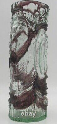 Huge Round Bohemian Art Glass Brutalist Vase Roughly Circular Base High Relief