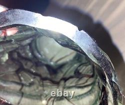 Huge Round Bohemian Art Glass Brutalist Vase Roughly Circular Base High Relief